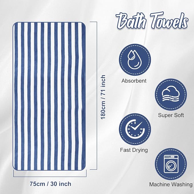 SmoothNovelty 12 Pack Microfiber Bath Towels Bulk 30'' x 70'' Oversized Beach Towel Extra Large Big Shower Body Sheet Highly Absorbent Soft Drying for Pool Bathroom Salon Hotel Party (Hazy Blue) - Image 2