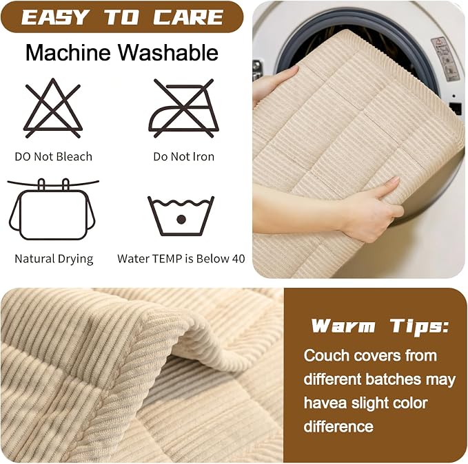 HAOYONG Couch Covers for Dogs Washable, Non Slip Fuzzy Durable Couch Covers for Extra Large Loveseat Sofa Pet Friendly Furniture Protector Covers Dog Mat for Couches (Off-White, 27.6"×70.9") - Image 6