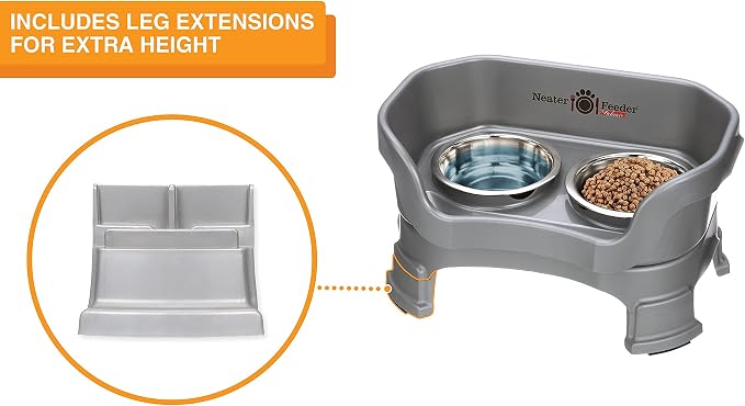 Neater Feeder Deluxe Mess-Proof Elevated Cat Bowls, 2 Height Adjustable (6” & 7.5”) No-Spill Raised Cat Bowl Stand, Whisker Friendly Stainless Steel Dishes for Indoor Cats, Made in USA, Gunmetal - Image 7