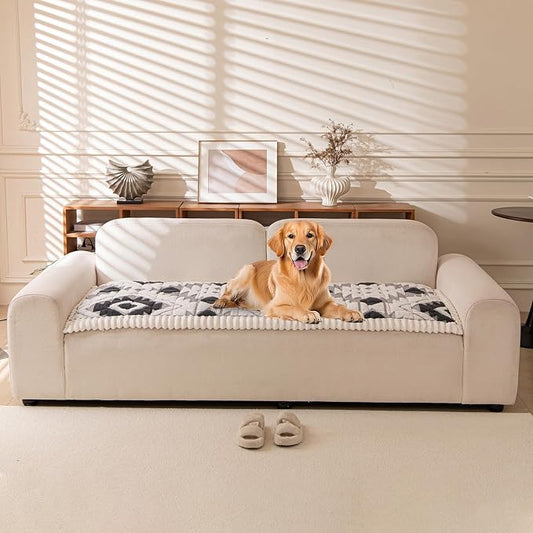 STACYPIK Warm Thickened Pet Friendly Couch Cover for Dogs, Plush Dark Gray Sofa Cover for 3 Cushion Couch Washable Fluffy Loveseat Covers Sofa Slipcovers Jacquard Couch Protector Bed Mat-27.6X70.9IN by STACYPIK