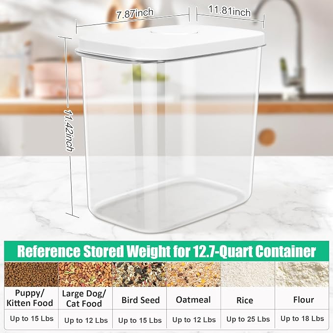 TBMax Dog Cat Food Storage Container 12-15 Lbs with Easy-Carrying Handles, Stackable Pet Food Dog Treat Container with Pop Up Lids, Airtight Food Storage Bin for Kitchen Organization - Image 2