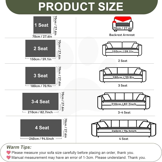 OTOB All Seasons Sofa Covers for 3 Cushion Couch Washable, Geometric Jacquard Fuzzy Non-Slip Pet Couch Cover, Kids Pet Friendly Soft Plush Sofa Slipcovers Dog Bed Mats (Dark Gray, 27.6" x 70.9") - Image 8