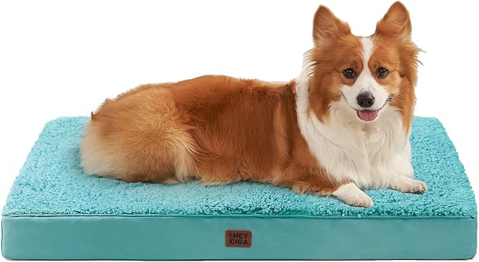 EHEYCIGA Orthopedic Dog Bed Large with Removable Washable Cover, 35x23 | Egg Crate Foam Support, Durable Oxford fabric, Non-Slip Bottom, Machine Washable, Soft Waterproof Plush Pet Bed Mat For Crate by EHEYCIGA