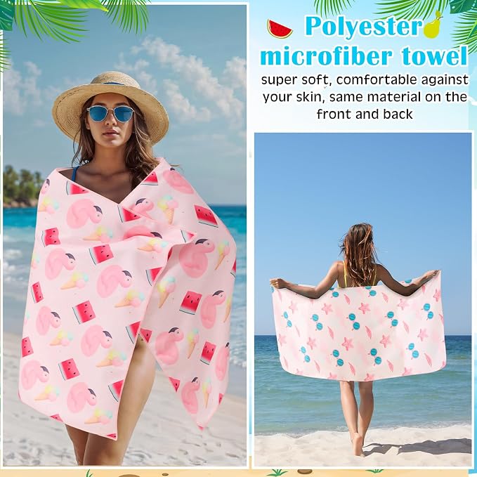 FuWeave 10 Pack Microfiber Beach Towel 28 x 55 Inch Oversized Large Quick Dry Thin Beach Towels for Pool Camping, Sand Free Lightweight Blanket for Women Adults Travel Swimming Sport (Ice Cream) - Image 4