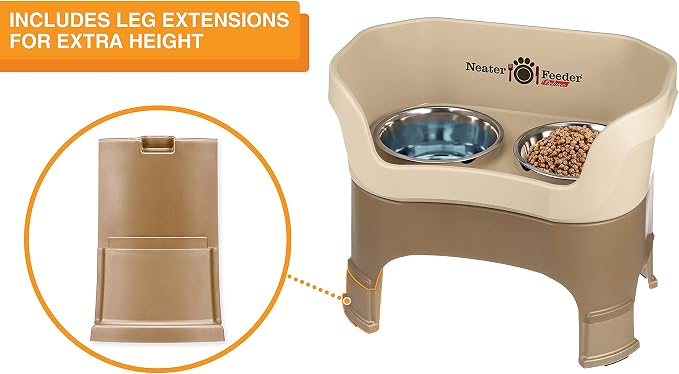 Neater Feeder Deluxe Mess-Proof Elevated Dog Bowls for Large Dogs (40+ lbs), 2 Height Adjustable (14.5” & 17.5”) No-Spill Raised Dog Bowl Stand, Stainless Steel Food Bowl Set, Made in USA, Cappuccino - Image 6