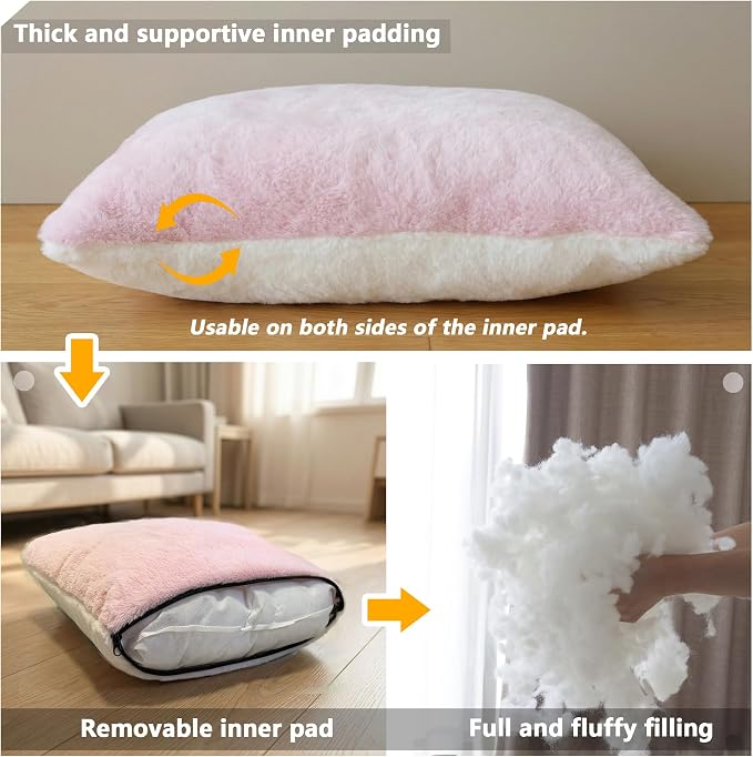 Cat Bed for Indoor Cats，Foldable cat cave，Anti-Slip & Water-Resistant Bottom，cat Houses for Indoor Cats or Small Dogs, Kitten Tent, Rabbit Bed，2 in 1 pet Bed (Pink) - Image 6