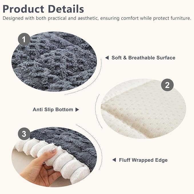 DREAMINGO Couch Cover for Dogs Washable - Fuzzy Sofa Covers Pet Friendly 27.6"x70.9", Soft Non Slip Pet Couch Cushion Protector Dog Bed Mat in Dark Grey - Image 3