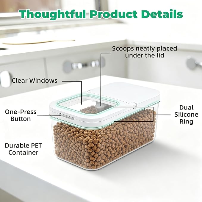 TBMax Pet Dog Cat Food Storage Container 6 Lbs with Airtight Flip-up Lid | One-press Open Lid for Easy Access & Scoop, Airtight Bin Ideal for Pet Food Treat, Small Animal Food Storage, Space-Saving - Image 6