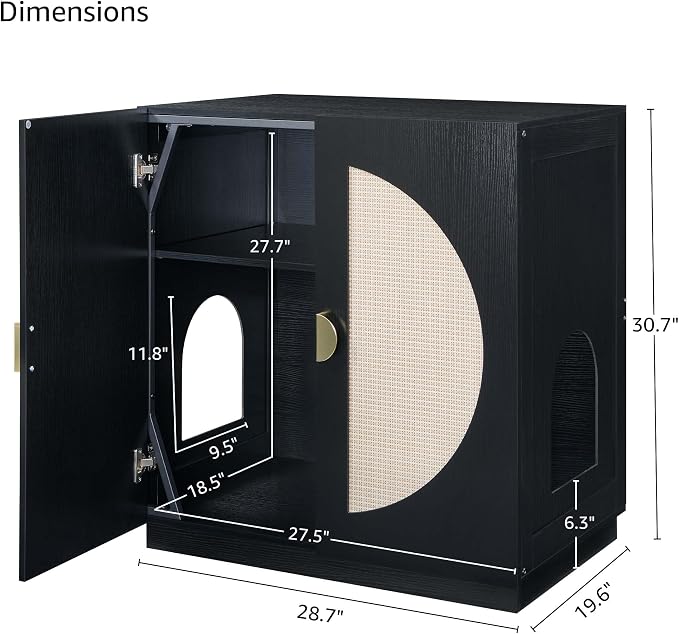 unipaws Tall Cat Litter Box Enclosure for Tall or Top Entry Litter Box | Hidden Litter Box Cover with Shelves, Kitty Enclosed Litter Box Cabinet, Cat Box Furniture - Image 7