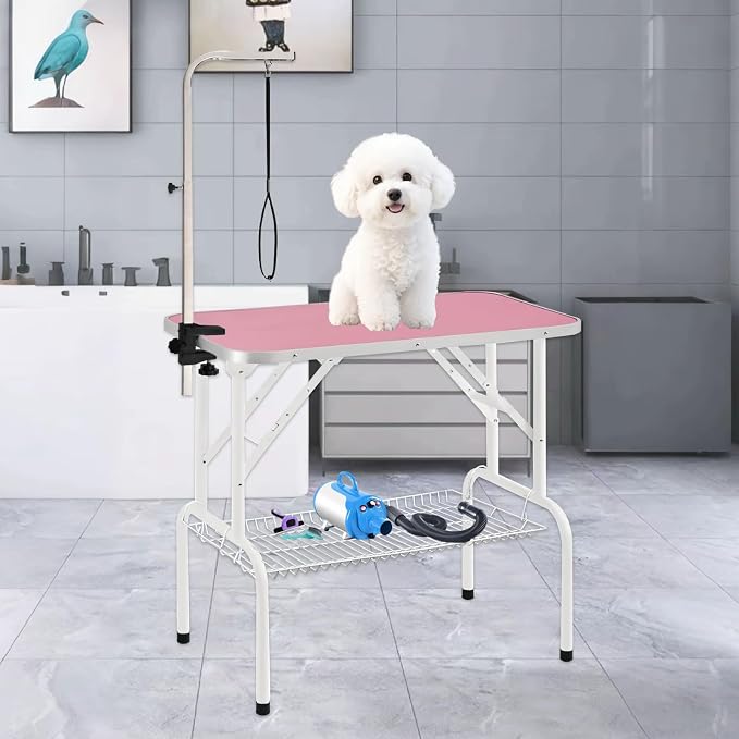 Baohe-32 Inch Dog Grooming Table - Pet Grooming Table - Foldable, Adjustable Arm, Portable, Non-Slip Grooming Table for Dogs at Home - Image 6