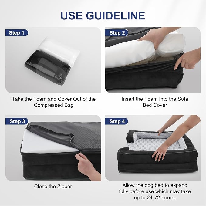FURTIME Orthopedic Dog Bed for Medium Size Dog, Waterproof Dog Beds, 35x25x6.5 Supportive Foam Pet Couch Bed with Removable Washable Cover and Nonskid Bottom - Image 8