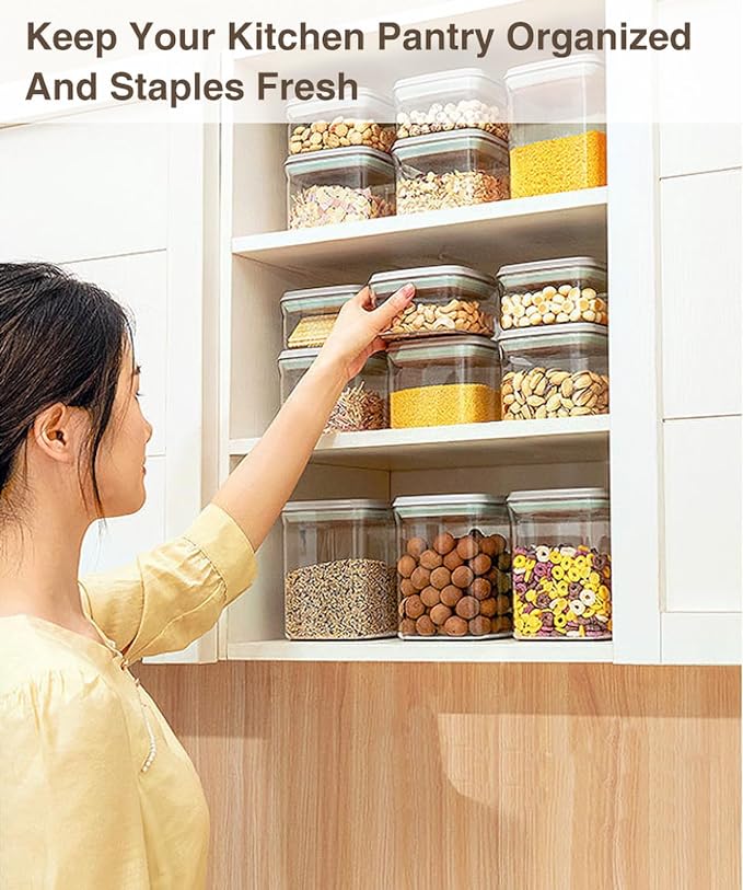 Melovom 4 Pcs Large Pop Airtight Food Storage Containers Set with Lids, 4.2Qt/4L Food Containers with Scoop, Kitchen Pantry Organization and Storage, BPA Free Stackable Cereal Container (4 * 4.2Qt) - Image 5