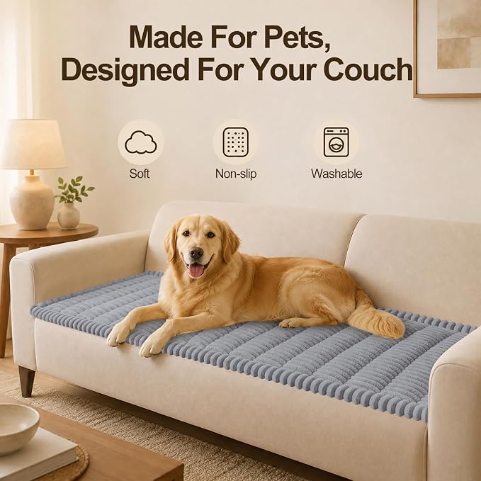 decorUhome Couch Cover for Dogs, Non Slip Fuzzy Thick Pet Sofa Protector | Pet Friendly, Durable Couch Covers for Sofa, Machine Washable, Fits Backrest Cushions & 2-Cushion Sofa, Grey, 27.6" x 47" - Image 12