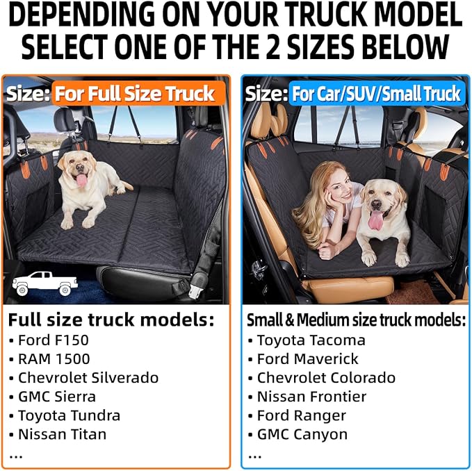 YJGF Hard Bottom Dog Car Seat Cover for Full-Size Trucks,Back Seat Extender | Strong Support,More Rest Space,Waterproof, Scratch Resistant,Car Seat Protector,Dog Hammock for Car/SUV/Small Truck - Image 2