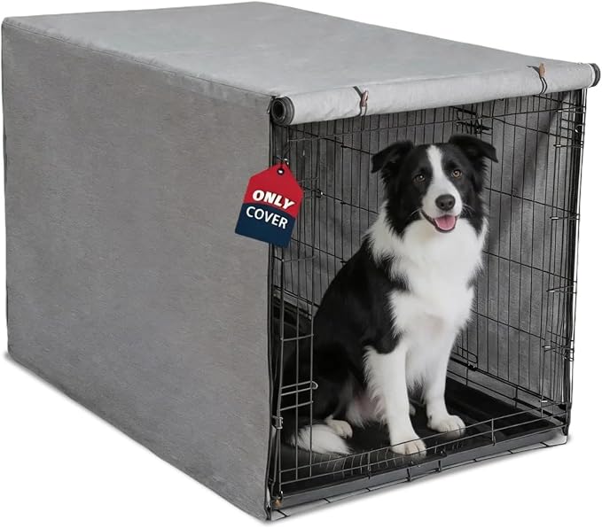 Heavy Duty Calming Dog Crate Cover for Anxious Pets-Waterproof & Windproof 30-Inch Kennel Cover,Breathable Blackout Panels for 1/2/3 Door Access,600D Oxford Fabric,Machine Washable Indoor/Outdoor,Grey by VERABE