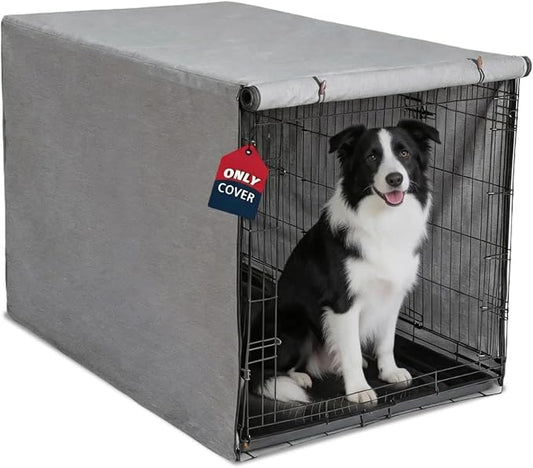 Heavy Duty Calming Dog Crate Cover for Anxious Pets-Waterproof & Windproof 30-Inch Kennel Cover,Breathable Blackout Panels for 1/2/3 Door Access,600D Oxford Fabric,Machine Washable Indoor/Outdoor,Grey by VERABE