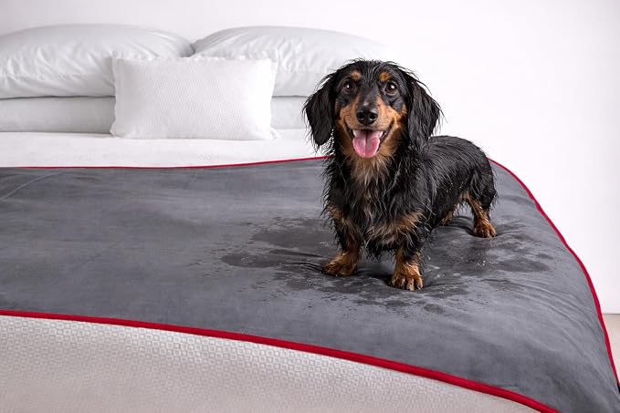 The Original Good-Time Red/Gray Waterproof Blanket MidSize 60x40 | 100% Leakproof for Messy Moments, Pets and Spills, Machine Wash & Dry - Image 4
