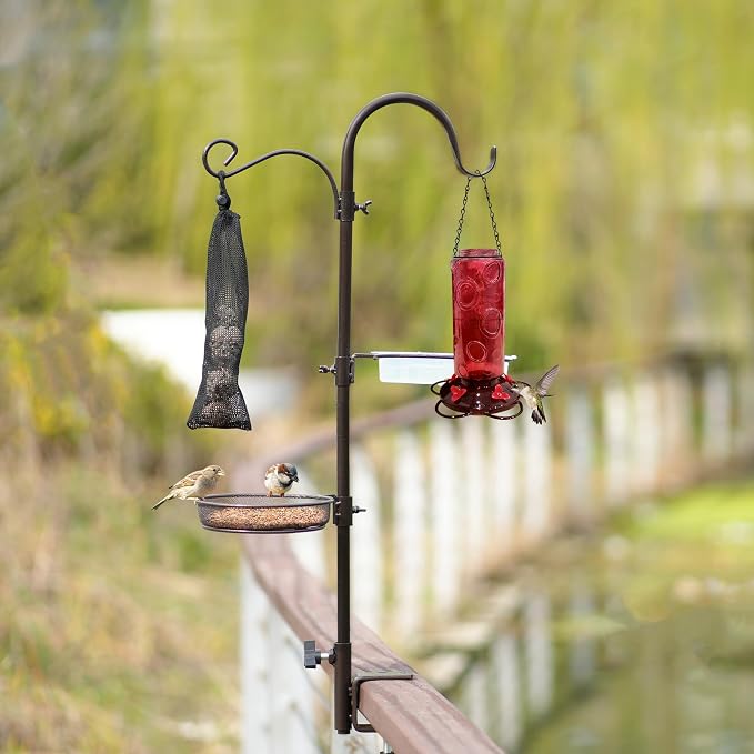 ERYTLLY Deck Hook Bird Feeder Pole Bird Feeder Porch Multi Hook Bird Feeding Station Kit Multi Feeder Hanging Kit Premium Bird Bath for Attracting Wild Birds Bird Feeder Planter Hanger - Image 7