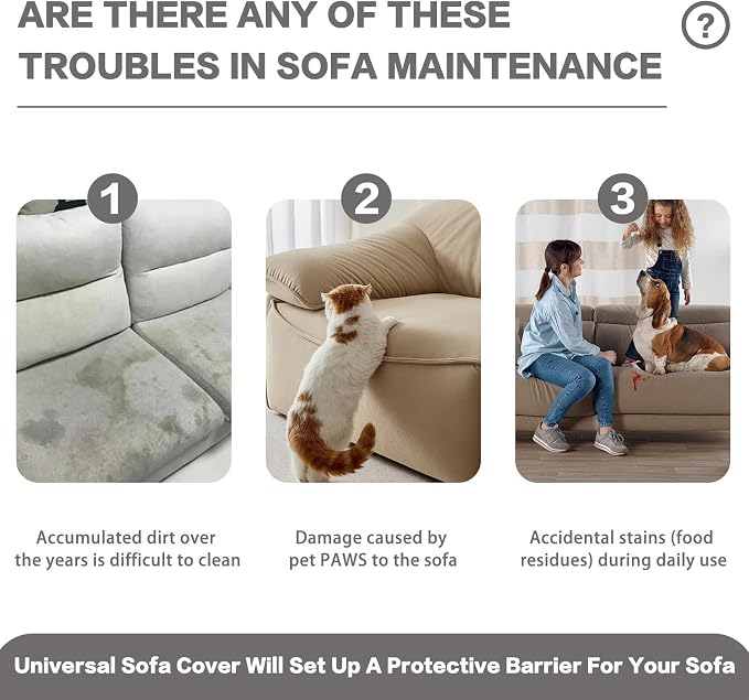 DREAMINGO Boho Couch Cover Sofa Covers for 3 Cushion Couch Jacquard Chenille Couch Cover Blanket Living Room Pet Furniture Protector Sectional Couch Covers for Dogs Washable, Grey, 71"x134" - Image 4