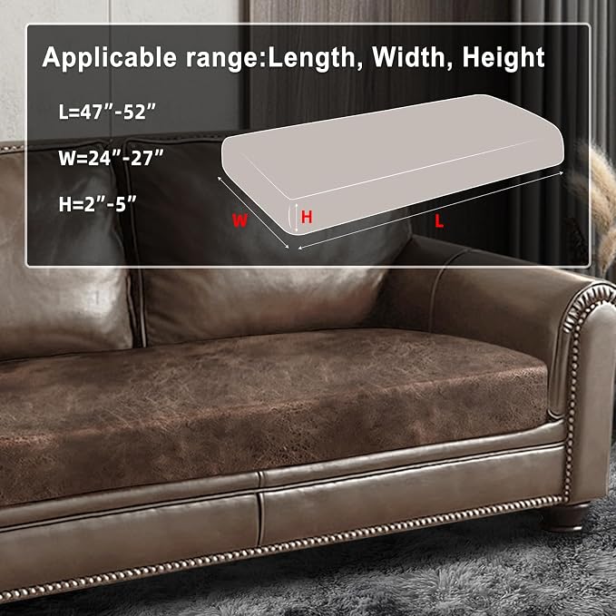 ANARACHON Leather Look Couch Cushion Covers Sofa Seat Slipcovers Sets Couches Furniture Protector for Sectional Armchair Loveseat Pets Kids Stretch Spandex Fabric (1 Cushion Loveseat, Light Brown) - Image 3