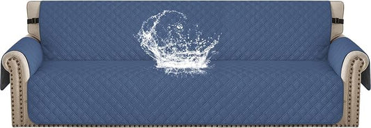 Waterproof Couch Cover for Pets Large, Sofa Covers for 3 Cushion Couch Washable, Non Slip Couch Covers for Dogs with Side Pockets, Quilted Couch Covers (Oversized Sofa, Berlin Blue) by CYCMACOHOME
