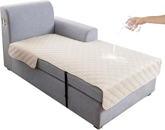 Genina L Shape Couch Cover, Sectional Couch Chaise Covers, Waterproof Washable Sofa Covers for Right L Shape Chaise Lounge, Anti-Slip Sofa Slipcovers for Dogs Cats Pet Friendly(Beige) by Genina