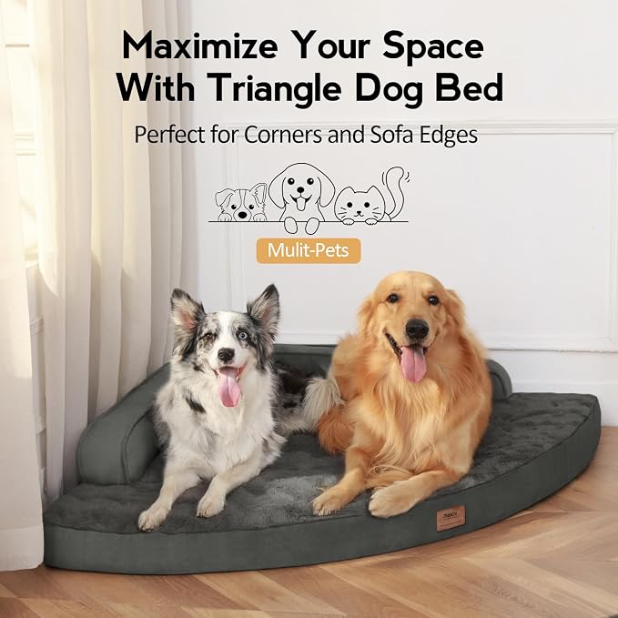 MEKIY Orthopedic Waterproof Dog Bed with Sides for Large Sizes Dogs | Egg Crate Foam, Waterproof Liner, Anti-Slip Bottom, Space-Saving, Perfect for Corners and Sofa Edges, 38 x 38 Inch - Image 4