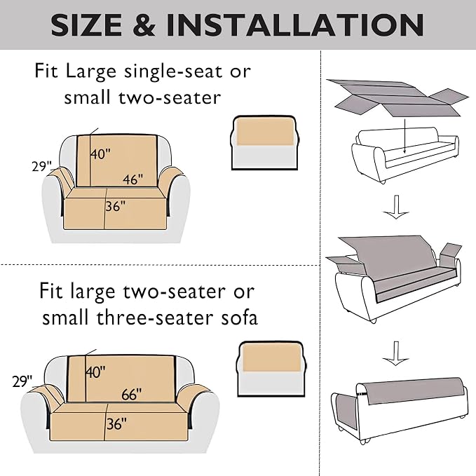 Cmfshape Skidproof Loveseat Cover-Geometrical Couch Slipcover with Elastic Straps-Easy Fit Slip Cover-Washable Furniture Protector for Pets and Kids(Loveseat46,Grey) - Image 5