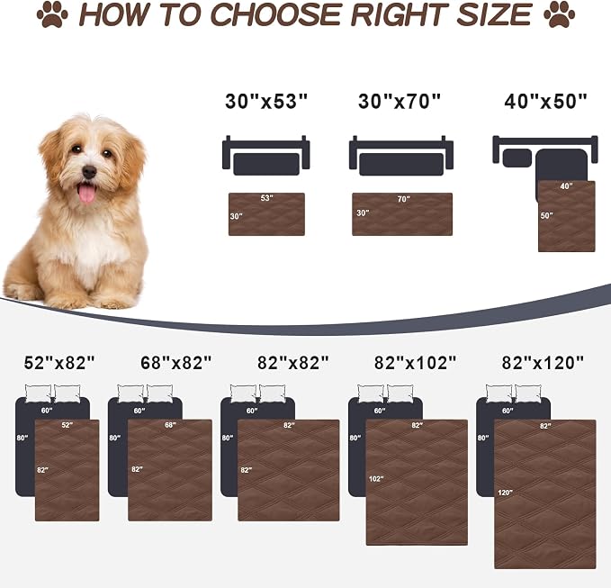 Smiry Waterproof Dog Bed Cover, Reversible Pet Blanket for Sofa Couch | Soft Washable Dog Blanket, Leakproof Couch Cover for Dogs Cats & Furniture Protection, 82x82, Brown/Chocolate - Image 6