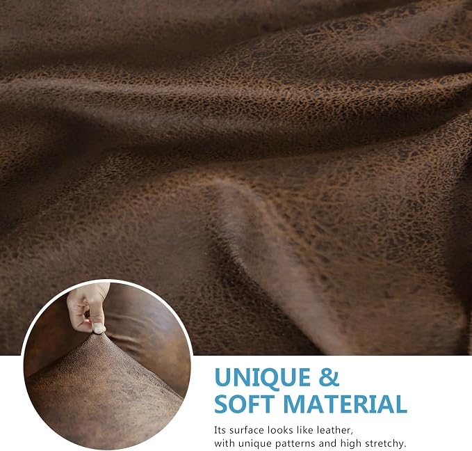ANARACHON Leather Look Couch Cushion Covers Sofa Seat Slipcovers Sets Couches Furniture Protector for Sectional Armchair Loveseat Pets Kids Stretch Spandex Fabric (2 Cushion Loveseat, Dark Brown) - Image 5