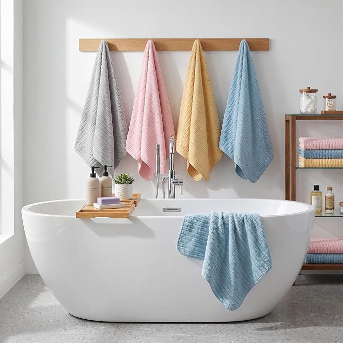 SmoothNovelty 8 Pack Microfiber Bath Towels Bulk 27'' x 60'' Oversized Bath Towel Highly Absorbent Extra Large Shower Sheets Soft Drying for Beach Pool Bathroom Salon Party(Pastel) - Image 5