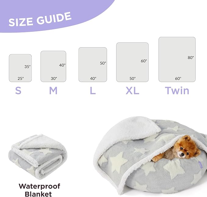 LE SURE Waterproof Dog Blankets for Medium Dogs Cute 3D Jacquard,30x40 | Puppy Blanket for Cat Aesthetic Gift, Warm Soft Sherpa Throw Washable, Reversible Pet Couch Protector, Galaxy Grey - Image 6