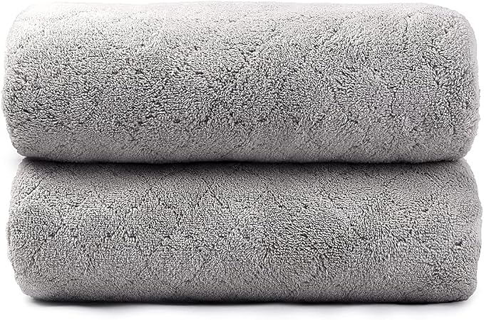 JML Microfiber Bath Towels, 2 Pack, 30 in x 60 in, Grey | Oversized, Ultra Soft, Super Absorbent, Fast Drying, No Fading, Use for Sports, Travel, Fitness, SPA, Yoga - Image 2