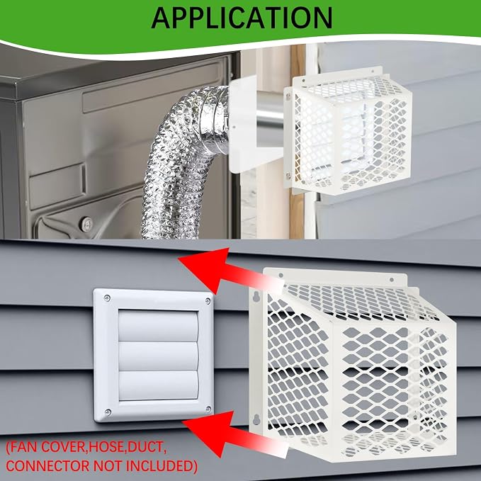 Dryer Vent Bird Guard,Dryer Vent Cover Outside for 5-6 inch Vent Hoods | Outdoor Bird Guard for Dryer Vent & Bathroom Exhaust,Galvanized Steel Dryer Vent Cage 8.5"Lx8.5"Wx6"H,Prevent Bird From Enter - Image 5