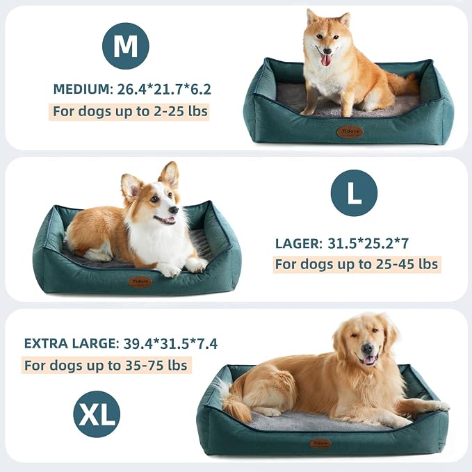 Tidore Orthopedic Dog Beds for Medium Dogs, Durable Egg Crate Foam Sofa Dog Bed wit Washable Removable Cover,Waterproof Lining,Pet Bed for Large Dogs (Olive Green, 26.4" L x 21.7" W x 6.2" Th) - Image 3