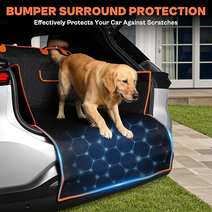 IVY&LANE SUV Cargo Liner for Dogs,Waterproof Trunk Cover Dog Car Seat Mat for SUVs Sedans Vans with Bumper Flap Protector,Non-Slip,Large Size Universal Fit,Black - Image 5