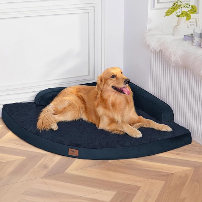 MEKIY Orthopedic Waterproof Dog Bed with Sides for Extra Large Sizes Dogs | Egg Crate Foam, Waterproof Liner, Anti-Slip Bottom, Space-Saving, Perfect for Corners and Sofa Edges, 40 x 40 Inch by Mekiy