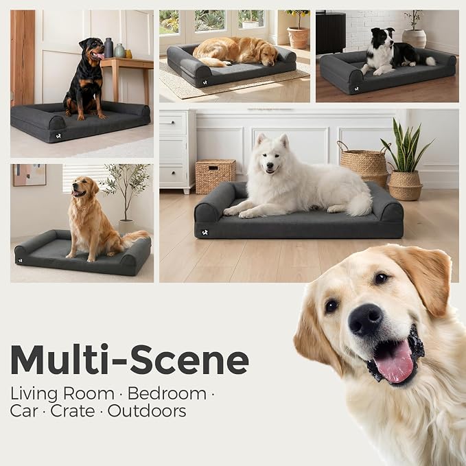 Sytopia 36in Dog Beds for Large Sized Dogs,L Orthopedic Pet Bed with Removable Washable Cover, Waterproof Egg Crate Foam, Non-Slip Bottom, Supports up to 100+ lbs for Old Pet, Dark Gray - Image 8