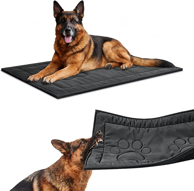 Chew Proof Dog Crate Pad, Indestructible Durable Dog Crate Mat, 22"x35" | Dog Bed For Aggressive Chewers, Waterproof, Machine Washable, For Large Dogs, Tough Indoor Outdoor Kennel Pad, Medium by Unknown