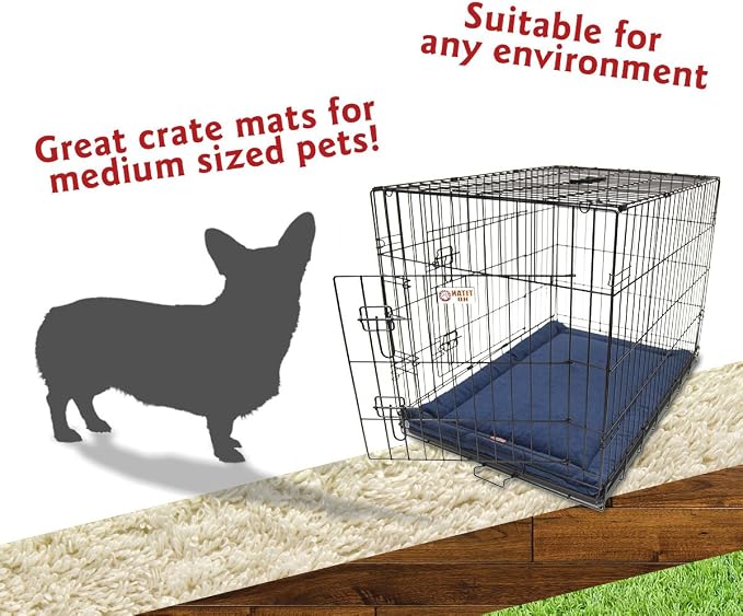 Majestic Pet Dog Crate Mat - Machine Washable Soft Plush Pet Bed Pad for Crates & Kennels | USA Crafted | 36"x23" Villa Navy - Image 4
