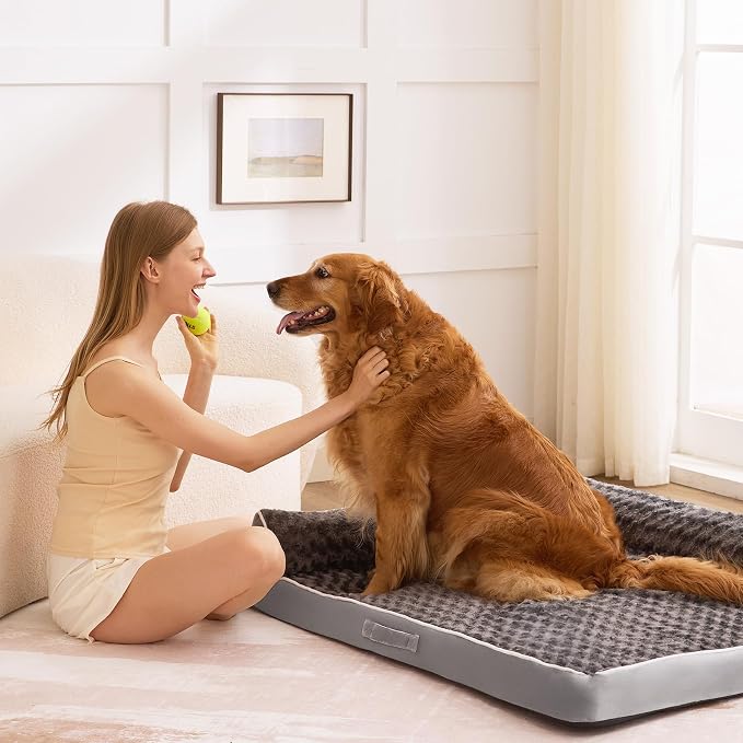 Dog Bed Large Sized Dogs, Orthopedic Dog Bed for Large Dogs, Waterproof Pet Bed with Washable Removable Cover, L-Shaped Pet Couch with Portable Handle 36"x27"x6.5", Grey - Image 8