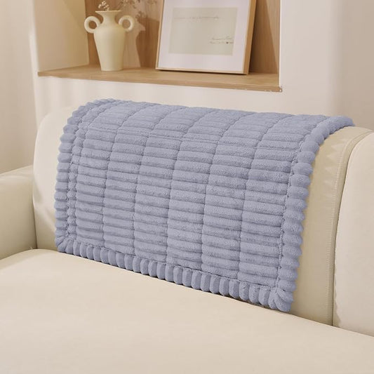 Fuzzy Sofa Headrest Covers for Dogs Washable, Thick Couch Covers for 3 Cushion Sofa Pet Friendly, Non Slip Plush Dog Couch Cover for for Sectional, Loveseat (Light Gray, 27.6" x 35.4") by CYCMACOHOME