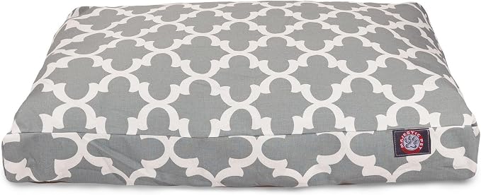Majestic Pet Shredded Memory Foam Dog Bed Medium with Removable Washable Cover – Rectangle Orthopedic Dog Bed–Durable Dog Crate Bed-Flat Dog Bed for Senior Dogs - (35x29) M - Trellis - Gray by MajesticPet