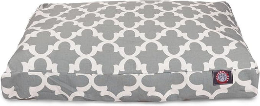 Majestic Pet Shredded Memory Foam Dog Bed Medium with Removable Washable Cover – Rectangle Orthopedic Dog Bed–Durable Dog Crate Bed-Flat Dog Bed for Senior Dogs - (35x29) M - Trellis - Gray by MajesticPet