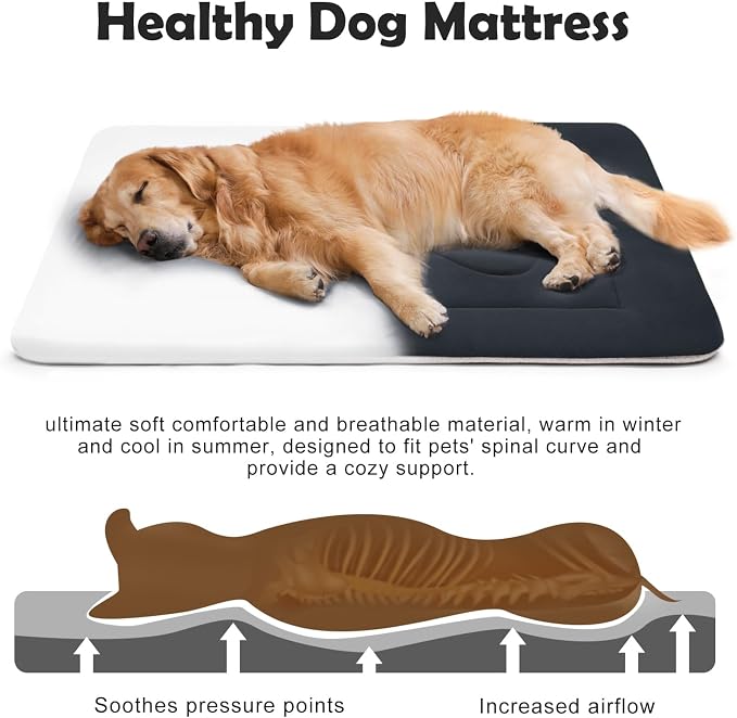 Large Dog Bed Soft Dog Crate Pad Mat, 42 in Non-Slip Bottom Washable Dog Sleeping Mattress Pet Beds Cat Bed Kennel Pad, Dark Blue Gray - Image 4
