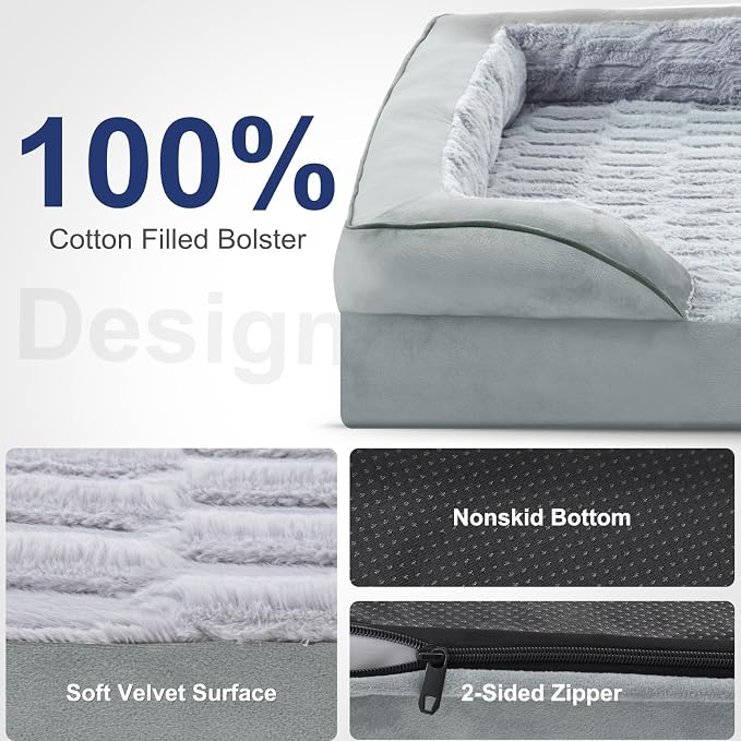FURTIME Orthopedic Large Dog Bed, XL Waterproof Dog Beds, 42x35x6.5 Supportive Foam Pet Couch Bed with Removable Washable Cover and Nonskid Bottom - Image 4