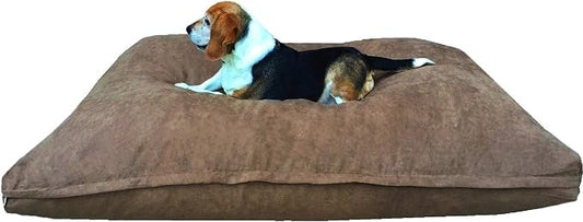 Dogbed4less Memory Foam Dog Bed for Medium Large Dogs with Orthopedic Comfort, Waterproof Liner and Brown Washable Pet Bed Cover 40X35 Pillow by Dogbed4less