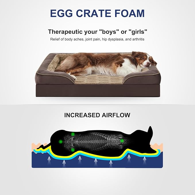 FURTIME Orthopedic Dog Bed for Medium Size Dog, Waterproof Dog Beds, 35x25x6.5 Supportive Foam Pet Couch Bed with Removable Washable Cover and Nonskid Bottom - Image 3