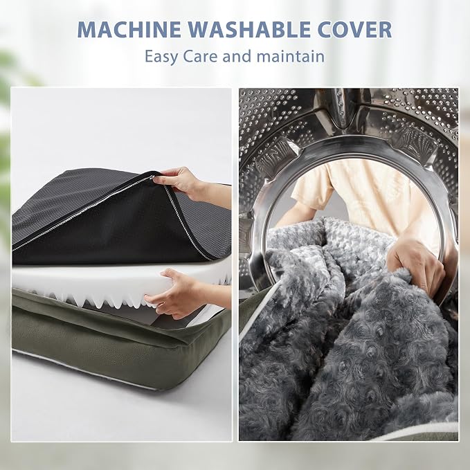 BFPETHOME Washable Orthopedic Dog Bed for Medium Dogs, Waterproof Sofa Bed | 30x20 Inch Deluxe Plush Rose Velvet Washable Cover, Egg Crate Foam Support, Waterproof Lining, Non-Slip Bottom, Senior Dogs - Image 6