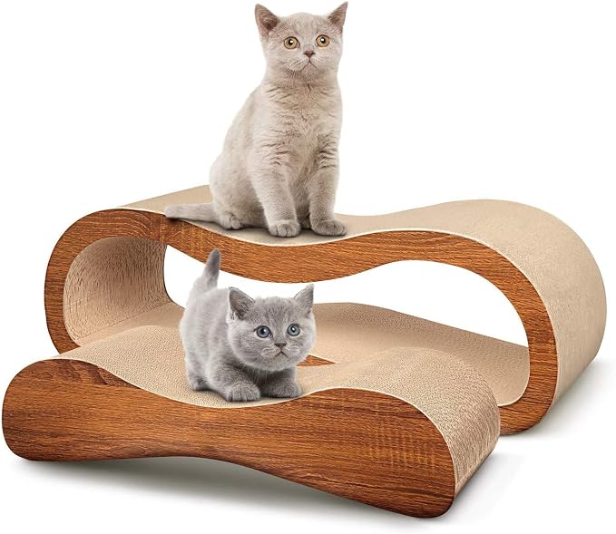 2 in 1 Cat Scratcher Cardboard Lounge Bed, Cat Scratching Board, Durable Board Pads Prevents Furniture Damage,Large by FluffyDream